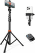 Vimose 66" Phone Tripod, Tripod for iPhone with Remote & Phone Stand, Extendable