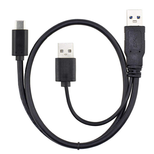 xiwai Type-C USB-C to USB 3.0 Male & USB 2.0 Dual Power Data Y Cable for Laptop & Hard Disk