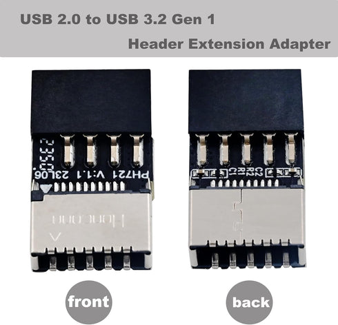 COMeap USB 2.0 to USB 3.2 Gen 1 Header Extension Adapter for Mainboard with Type E Key-A Female Front Panel Socket to 9 Pin Header Internal Conversion Adapter