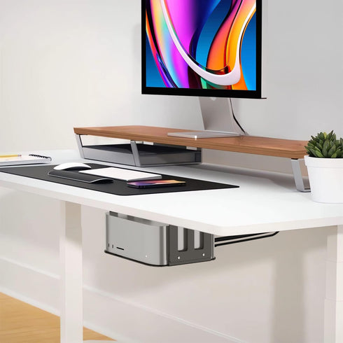 IFCASE Aluminum Under Desk Stand Mount for Mac Studio M2 M1 Max, Ultra with Anti-Scratch Pad (Black)
