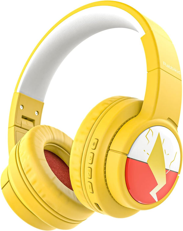 Kids Bluetooth Headphones, Wireless Headphones with Microphone, 74/85/94dB Volume Limited, 80H Playtime, Foldable Over