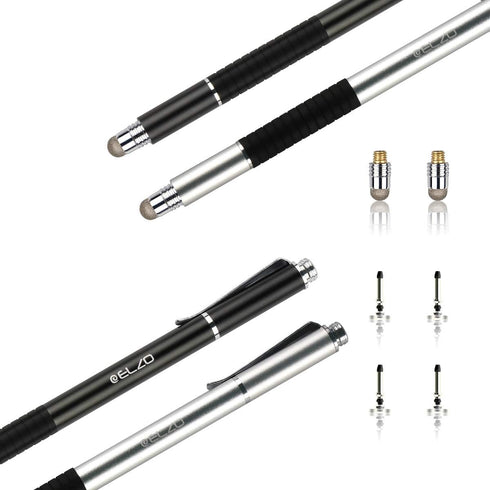 ELZO 3 in 1 Stylus, Disc Stylus Touch Screen Pens and Gel Pen Combo, 2 Pcs with 6 Replacement Tips for All Touch