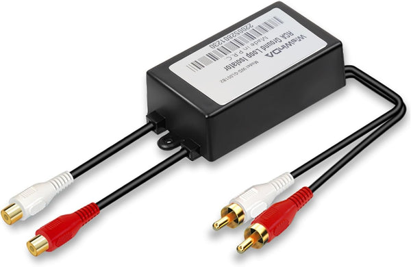 RCA Noise Filter Hum Eliminator Ground Loop Isolator for HiFi Stereo Home Theater (Black)