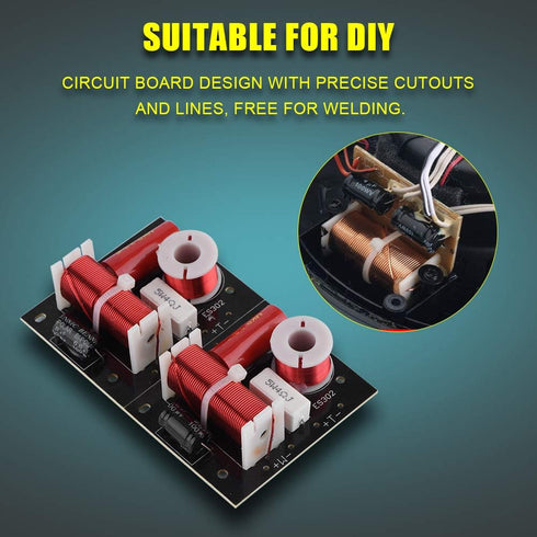 Zerone 2Pcs Speaker Frequency Divider Board, 2 Way Treble/Bass Hi-Fi Audio Crossover Filter DIY Module
