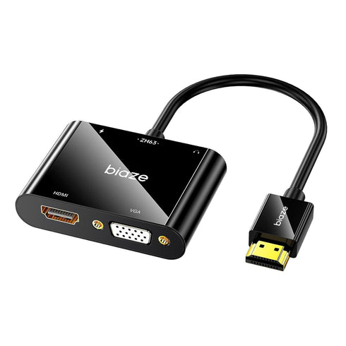 HDMI to VGA and HDMI Adapter, Dual Output 1080P Video Converter with