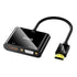 HDMI to VGA and HDMI Adapter, Dual Output 1080P Video Converter with