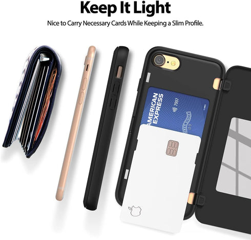 GOOSPERY Wallet Case for iPhone SE 2022/iPhone 7,8, Auto Magnet Closure, 2 Card Holder, Black