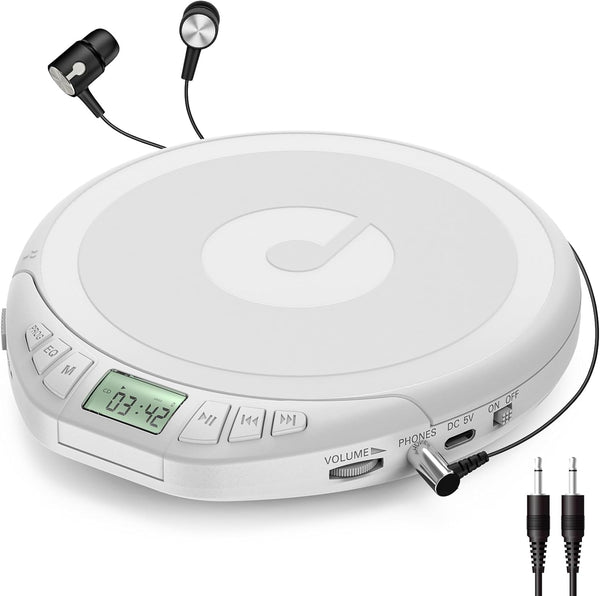 Gueray Portable CD Player with Earphones,CD Discman for Car Home with Anti-Skip Shockproof