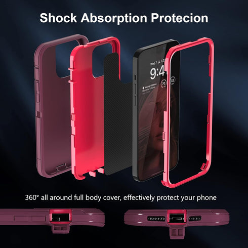 iPhone 13 Pro Max Case with Full Body Protection, Heavy Duty Shockproof 3 in 1 Silicone Rubber Cover for 13ProMax 6.7