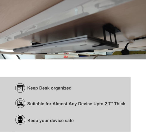 PIAOLGYI Under Desk Laptop Holder Mount, Bracket for Devices Up to 2.7" Under Desk