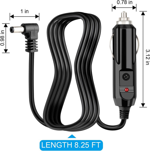 Replace The 12V car Charger Power Cord of The Lnogen One G1 G2 G3 G4 G5 Portable Oxygen Concentrator Series. Equipped with Replaceable Fuses, with a Wire Length of 8.5FT. (One Black)