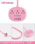 kakahigh 1080J 5 1625W 3 4 (24W/4.8A), Pink Extension Cord with Surge Protected - FT Kawaii Power Strip, Cute Extension