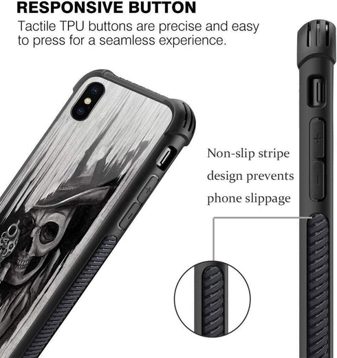 CARLOCA iPhone XR Case - Western Cowboy Skull Graphic Design, Shockproof Anti-Scratch Hard Back Case for Apple iPhone