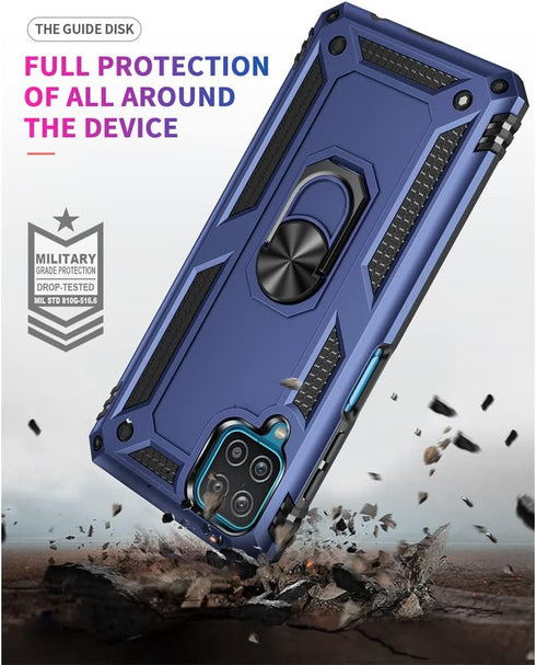 Samsung Galaxy A12 Phone Case (Blue) - Military Grade 16ft Drop Tested with HD Screen Protector & Ring Shockproof Case