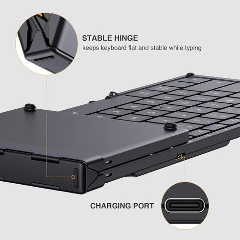 ProtoArc XK01 Foldable Bluetooth Keyboard, Full-Size Wireless Portable Keyboard with Numeric Keypad