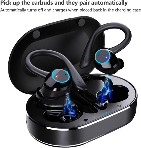 Q23 PRO Bluetooth 5.1 Sport Waterproof Earbuds with Charging Case, Stereo Noise Cancelling Earhooks Headset with