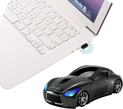 elec Space Cool Sport Car Shape Wireless Mouse - 2.4GHz Optical Cordless Mice with USB Receiver, 1600DPI