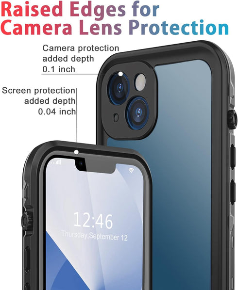 Waterproof Shockproof Dustproof Case for iPhone 13, Full-Body Sturdy with Camera Lens Protector and Built-in Screen