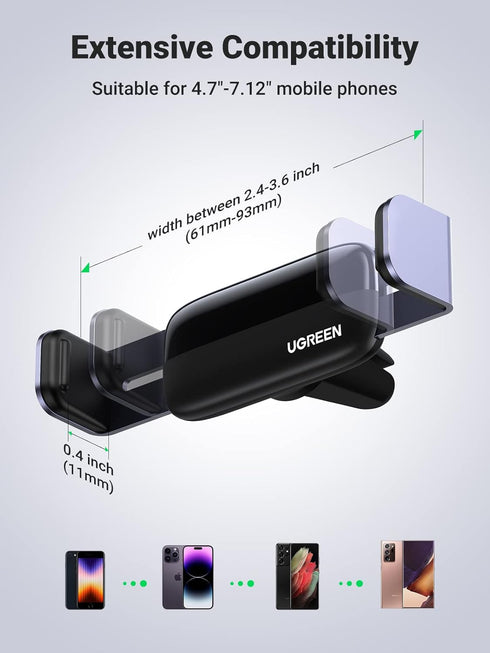 UGREEN Car Vent Phone Mount, Air Vent Clip Holder Compatible with iPhone 15/14/13/12 Pro Max & More