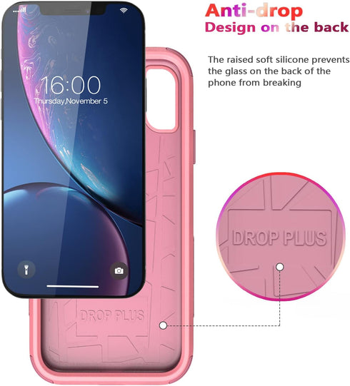 Diverbox Heavy Duty Protection Case for iPhone XR, Shockproof, Dropproof, Dust-Proof Phone Cover (Pink)