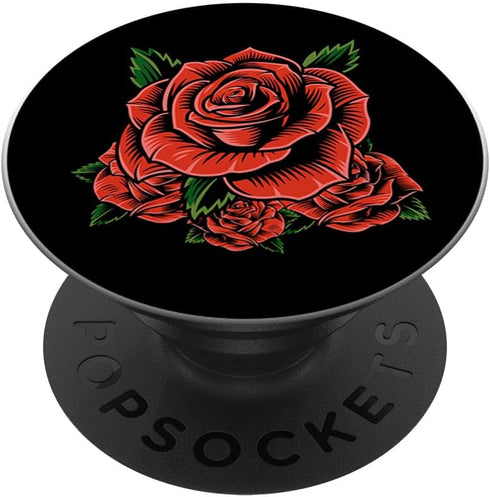 Floral Pattern Women Girls Gift Vintage Red Rose PopSockets Standard PopGrip