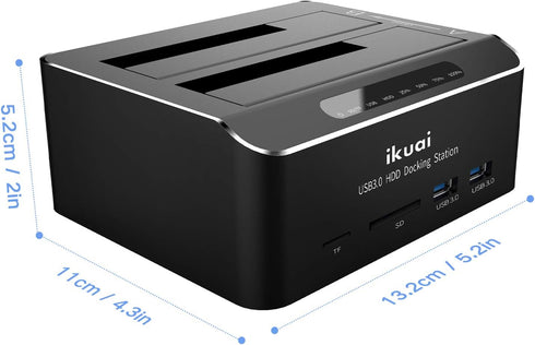 SATA to USB 3.0 Dual Bay Hard Drive Dock for 2.5"/3.5" SATA HDD SSD with 2 USB 3.0 Ports, Offline Clone Function