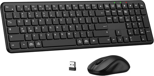 EAYBLLY Wireless Keyboard and Mouse Combo, Full-Size Silent Ergonomic Keyboard and Mouse, Sleep