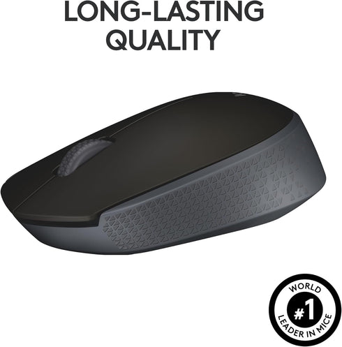 Logitech M170 Wireless Mouse for PC, Mac, Laptop, 2.4 GHz with USB Mini Receiver, Ambidextrous - Black