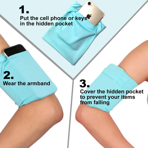 Large Armband Wristband for Cellphone, Key, Airpod, Sleeve Holder Pouch Case Strap, Fits iPhone and Android