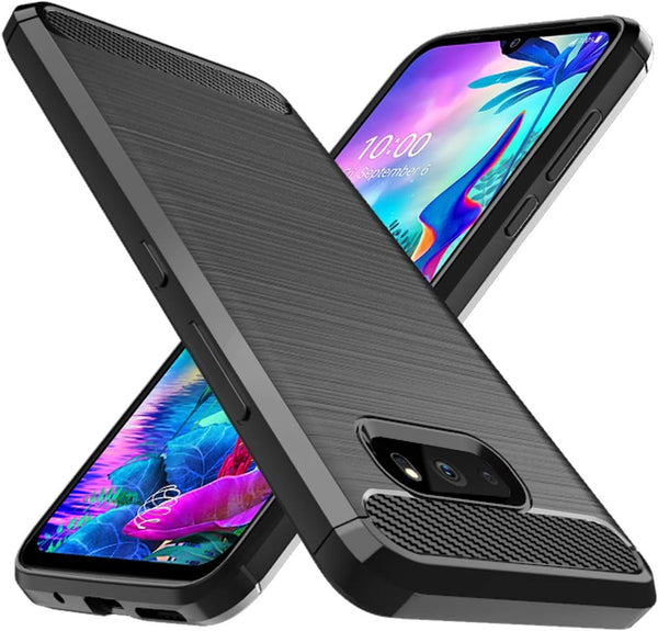 Osophter Shock-Absorption Flexible TPU Rubber Case for LG G8X Thinq/V50S Thinq, Full-Body Protective Cover - Black