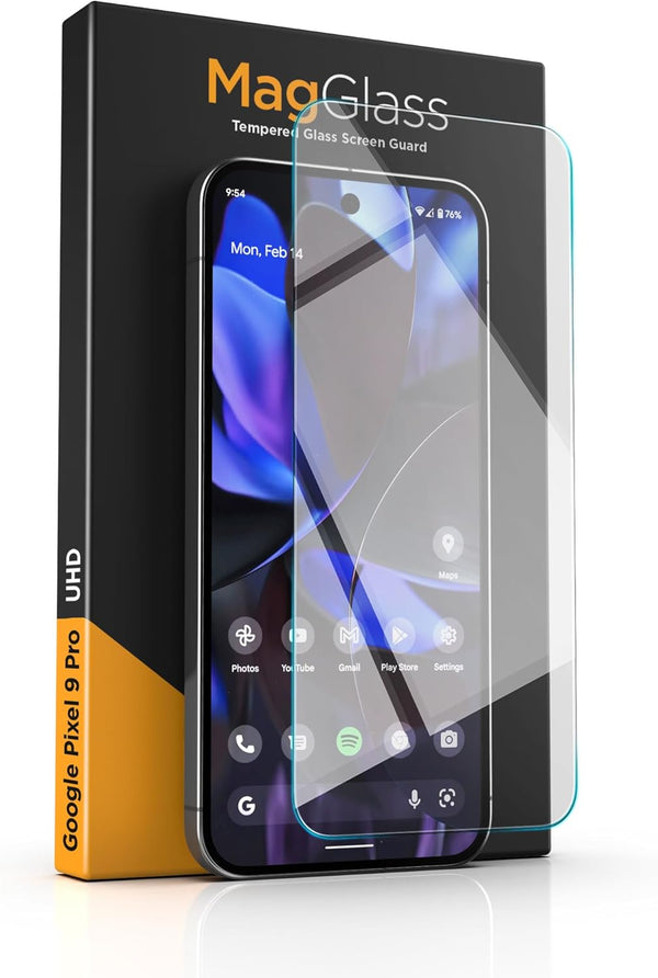 magglass Screen Protector for Google Pixel 9 Pro, Fingerprint Compatible, Full Coverage HD Glass