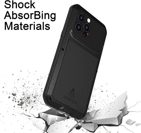 LOVE MEI Heavy Duty Case for iPhone 13 Pro Max, Outdoor Sports Waterproof, Shockproof, Dustproof with Tempered Glass
