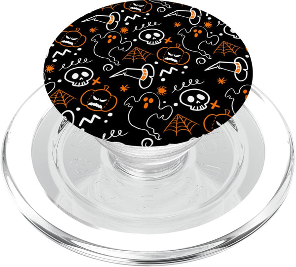 PopSockets PopGrip for MagSafe Ghost Skeleton Pumpkin Witch Hat Cute Halloween Pattern