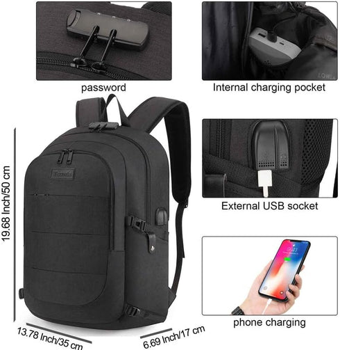 Backpack 15.6 Inch Backpacks Daypack(Black) Tzowla Travel Laptop Water Resistant Anti-Theft Bag with Giant Tumbler