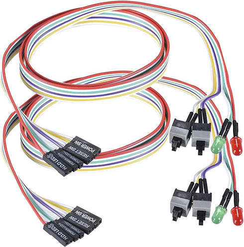 Warmstor 2 Pack 2-Pin PC Power Switch Cable 27-inch Desktop On Off Reset