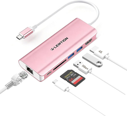 LENTION USB C Hub with 4K HDMI, SD Card Reader, 2 USB 3.0,