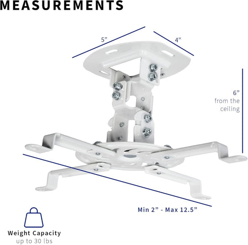 VIVO Universal Adjustable Ceiling Projector Mount for Regular and Mini Projectors with Extending Arms, White, MOUNT-VP01W