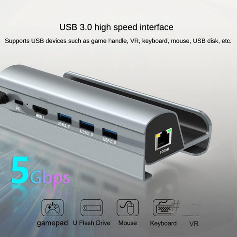 Generic RJ45 4K 60HZ 4/ASUS 7" Aluminum Alloy Docking Station TV Base Stand Hub Holder Dock USB C to Ethernet HDMI