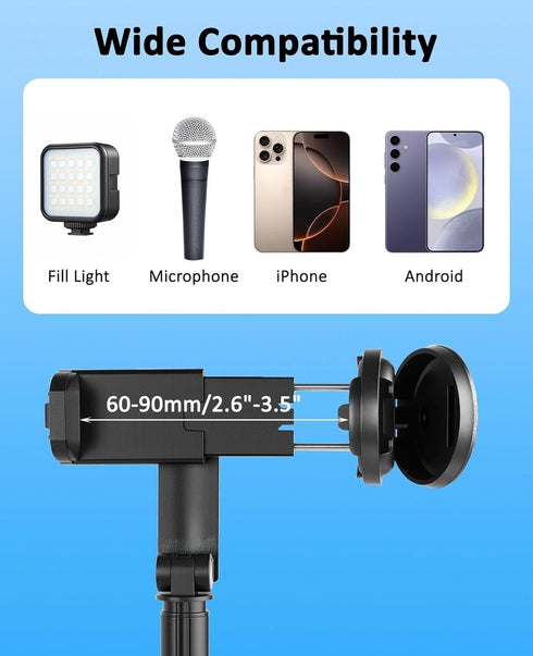 WOVTE 67" Automatic Phone Tripod, Auto-Open Selfie Stick Tripod with Wireless Remote, Portable Travel Phone Stand