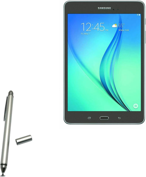 BoxWave Stylus Pen for Samsung Galaxy Tab A 8.0 (2019), DualTip Capacitive Stylus, Fiber Tip Disc Tip (Metallic Silver)