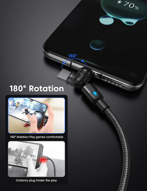 Magnetic Charging Cable (5Pack, 1.6/3.3/3.3/6.6/6.6ft), 360°&180° Rotating Magnetic USB C Charger Cable