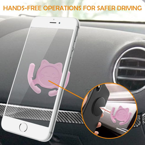 Multi-Surface Car Mount Holder 2 Pack, Compatible with PopSocket Grips, Cute Cat Design with Strong Adhesive Gel Pad