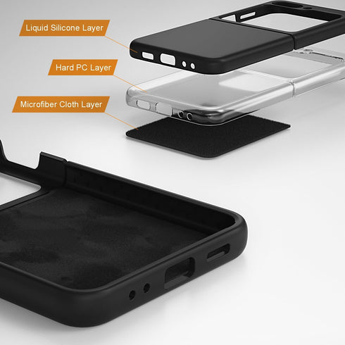 E Segoi 5 5 5G Designed for Galaxy Z Flip Case, Liquid Silicone Gel Rubber Shockproof Case Soft Microfiber Cloth Lining