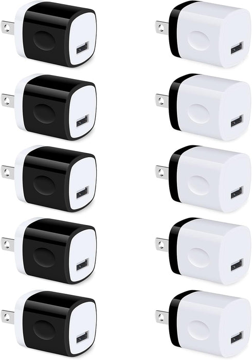 USB Charger Block 10 Pack, UorMe 1A 5V Single Port Power Adapter Charging Phone Cube Box Brick Plug Pack Compatible