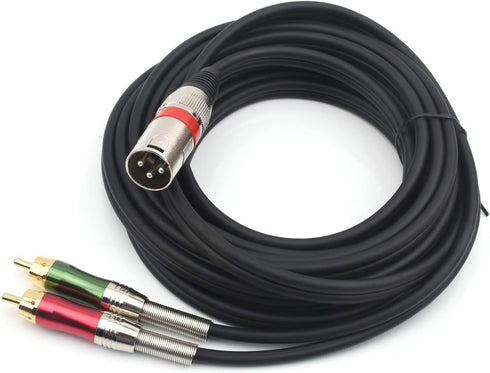 SiYear 15FT XLR Male to 2 x Phono RCA Plug Adapter Y Splitter Patch Cable, 1 XLR Male to Dual RCA