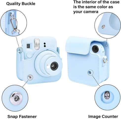 Rieibi Camera Case Compatible with Fuji Instax Mini 12, Carry Case for Fujifilm Instax Mini 12 Instant Camera - Pastel