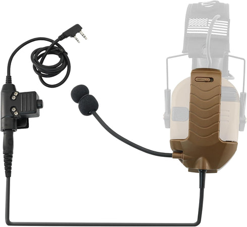 Microphone & PTT for Walker's Razor Noise Cancelling Headphones Airsoft (Coyote Brown)