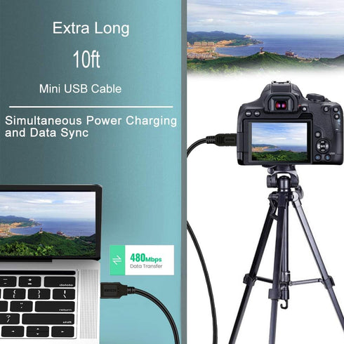 10FT USB Camera Cable for Canon Rebel/PowerShot/EOS/DSLR/ELPH Digital Cameras, Transfer Wire Data Cable