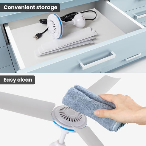 Small USB Ceiling Fan 19.7” Portable Hanging Fans for Power Bank, Indoor Outdoor RV, Mini Silent Fan