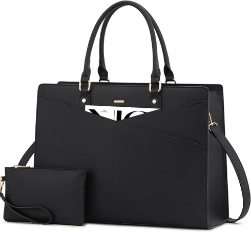LOVEVOOK Laptop Tote Bag for Women, Leather Business Office Work Bag Computer Briefcase